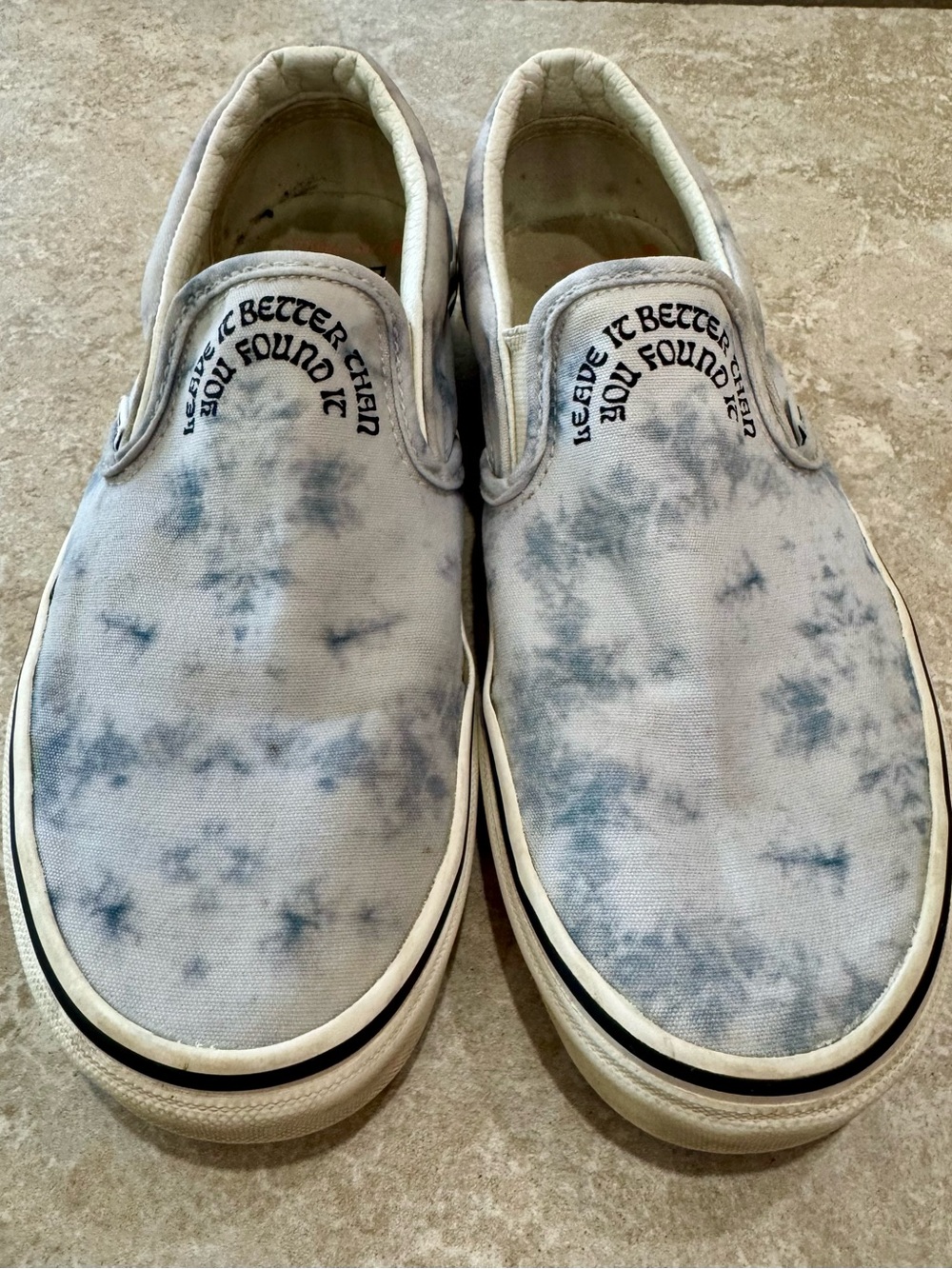Vans Classic Slip-On Sneakers in White with Blue Tie-Dye